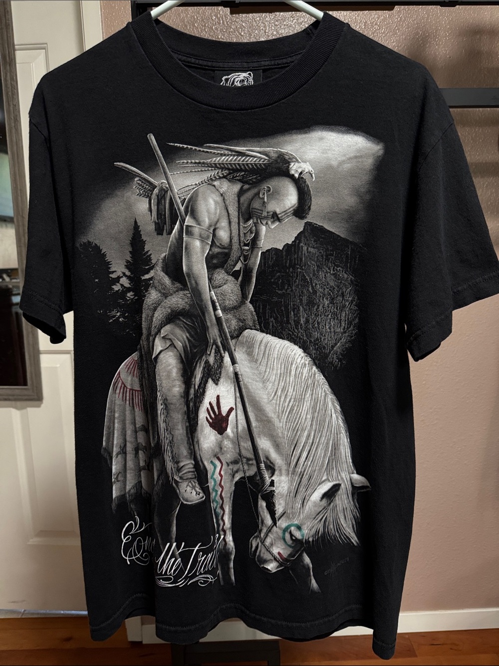 DGA Black Graphic Men’s T-Shirt with David Gonzales Art End of the Trail Print